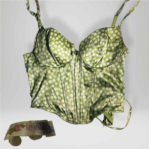 Green Polka Dot Bustier Top